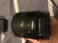 Canon Eos M50 + Rode Mic + EF to M adapter + Canon EF 50mm Lens